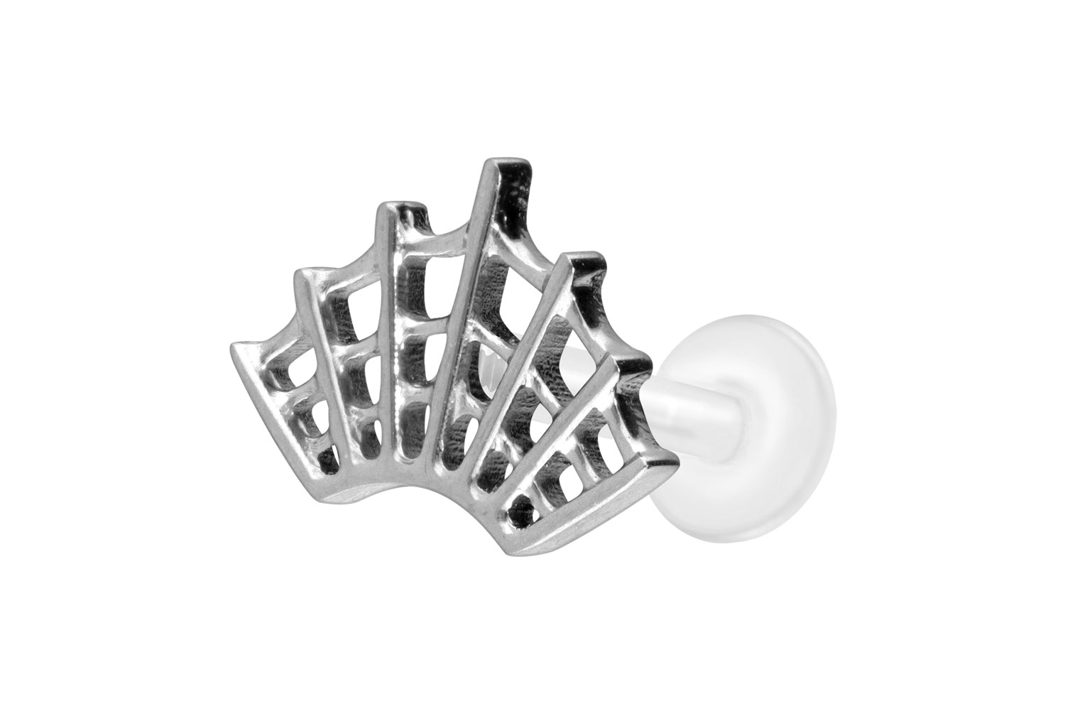PTFE Labret Piercing mit Innengewinde + Titan-Aufsatz SPINNENNETZ